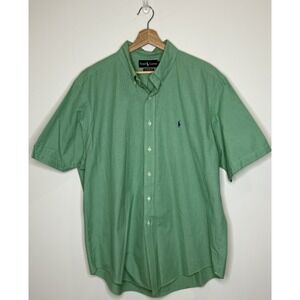 Polo Ralph Lauren Shirt Mens XL Button Down Gingham Kelly Green‎ Classic Preppy